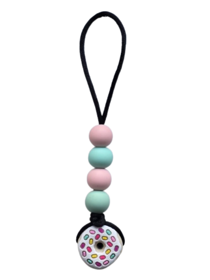 White Donut Zipper Pull Chewelry