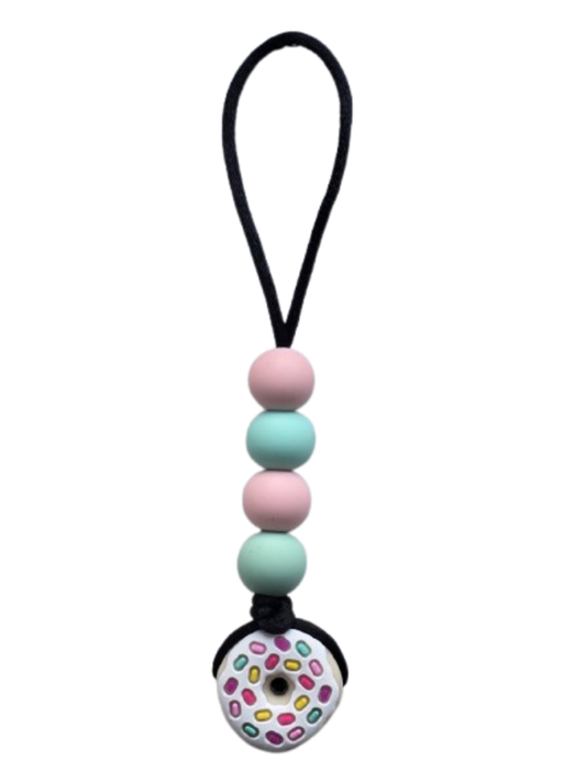White Donut Zipper Pull Chewelry